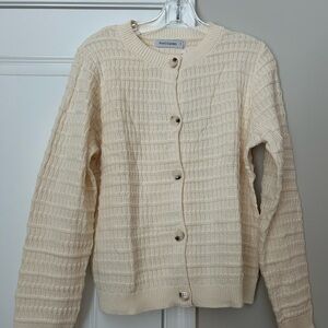 PrettyGarden Women's Cream Cardigan Sweater